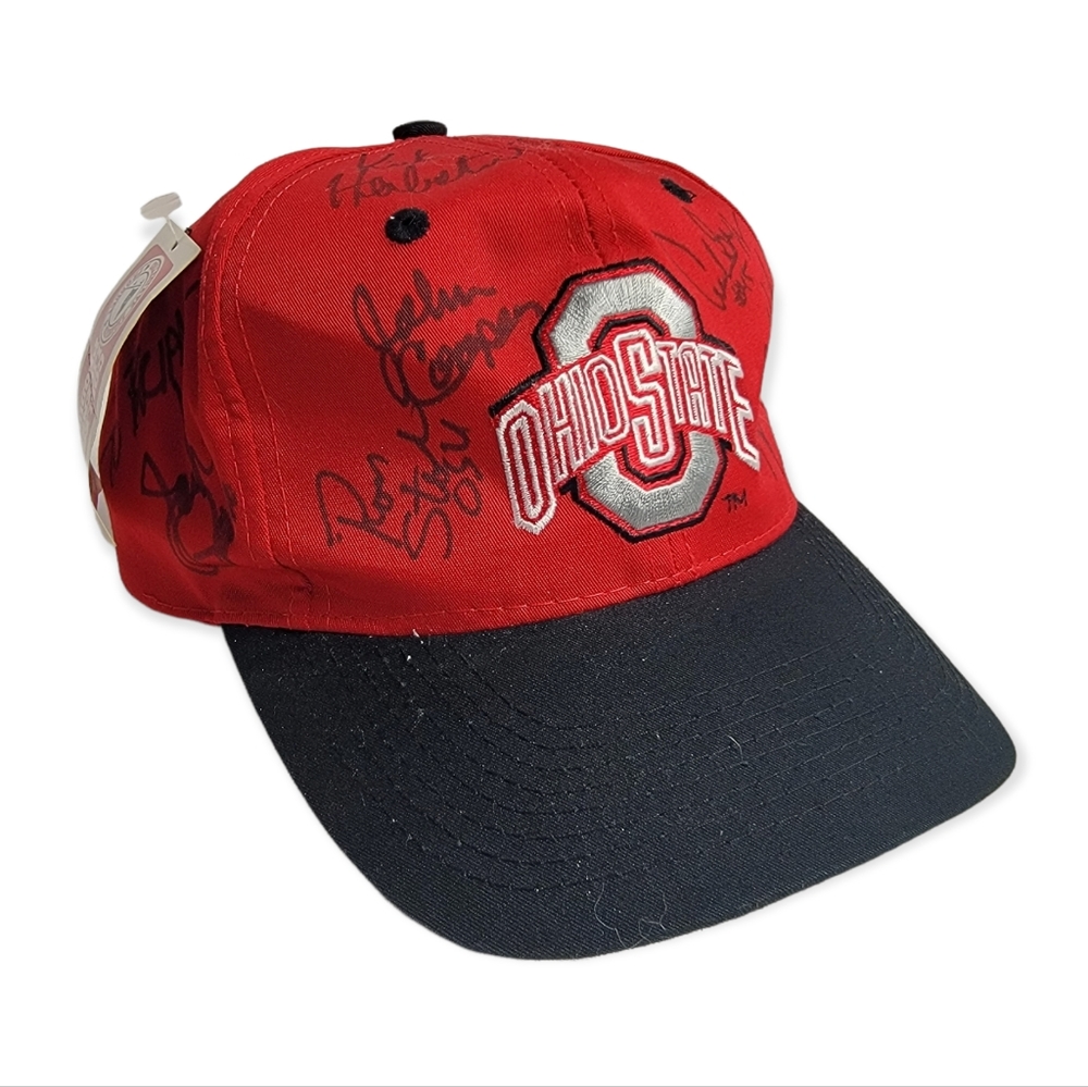 Vintage 90s Deadstock Ohio State Football Autographed Logo 7 Snapback Hat